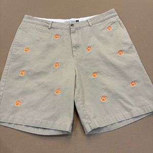 Campus Chinos Men’s Clemson Embroidered Tiger Paw AOP Khaki Shorts Size 38